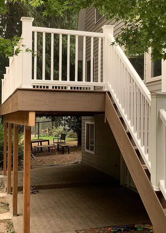 Low maintenance composite deck installed at a home in the Portland metro area