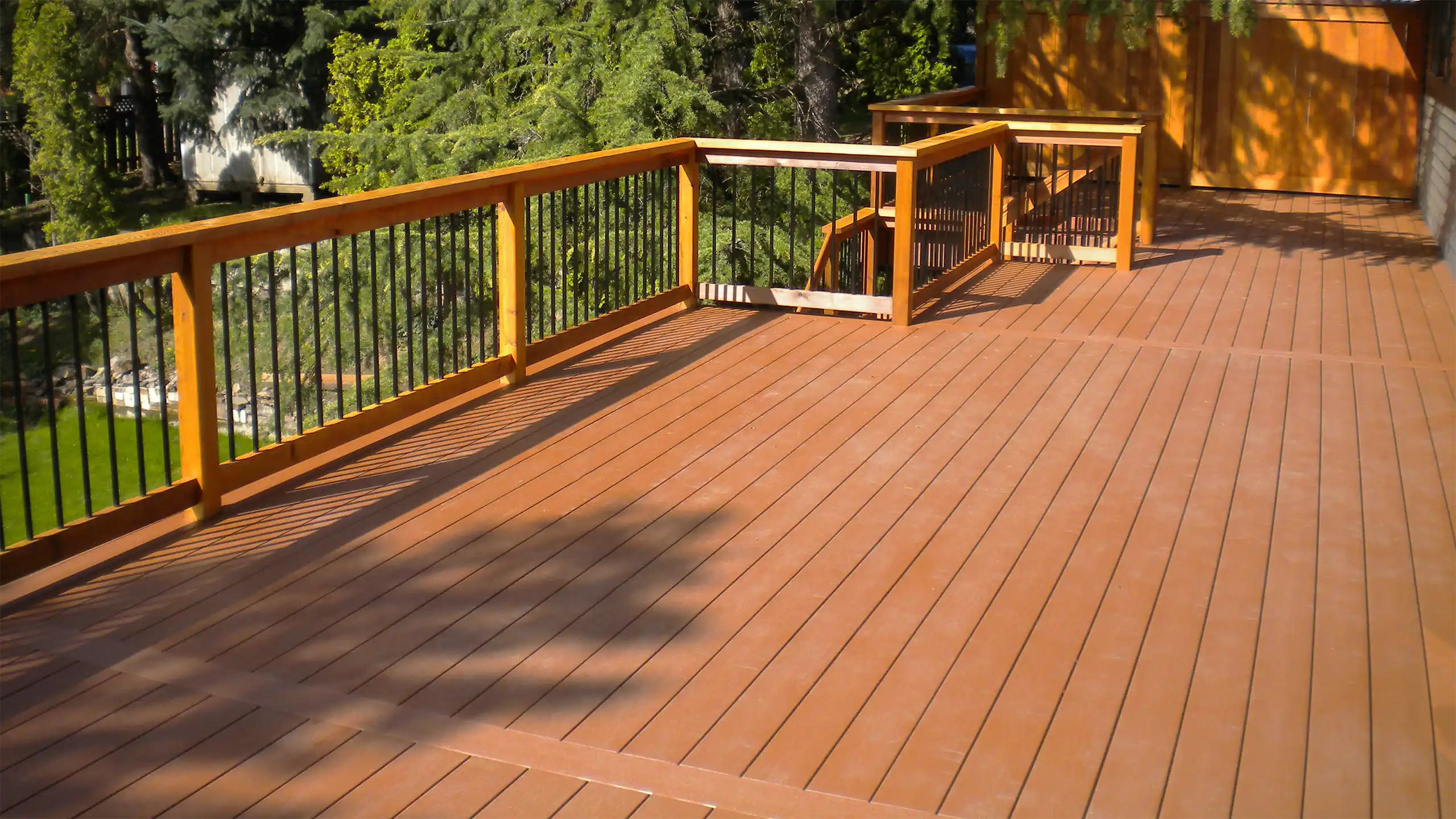 Close-up detail of composite deck surface installed in the Portland metro area.
